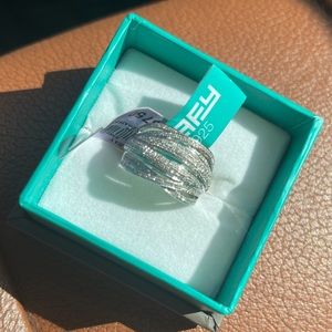 Beautiful Effy 925 Sterling Silver & Diamond Crossover Ring/Size 7